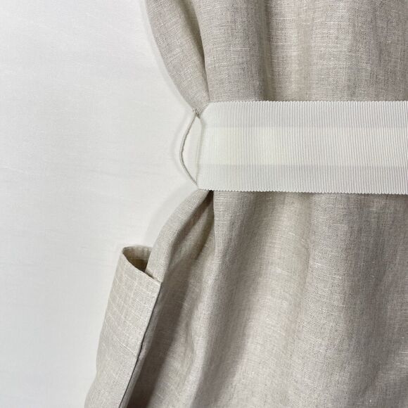 Womens 100% Linen Sleeveless Beige Vest Coat Italy Career Boho Chic NEW - Picture 10 of 11